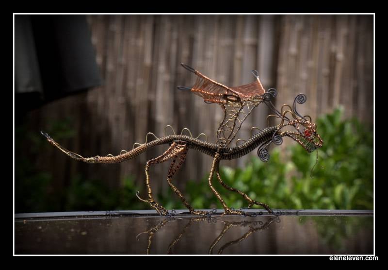Dragon Figurine, Fantasy Art Sculpture, Wire Wrapped, Handmade, OOAK